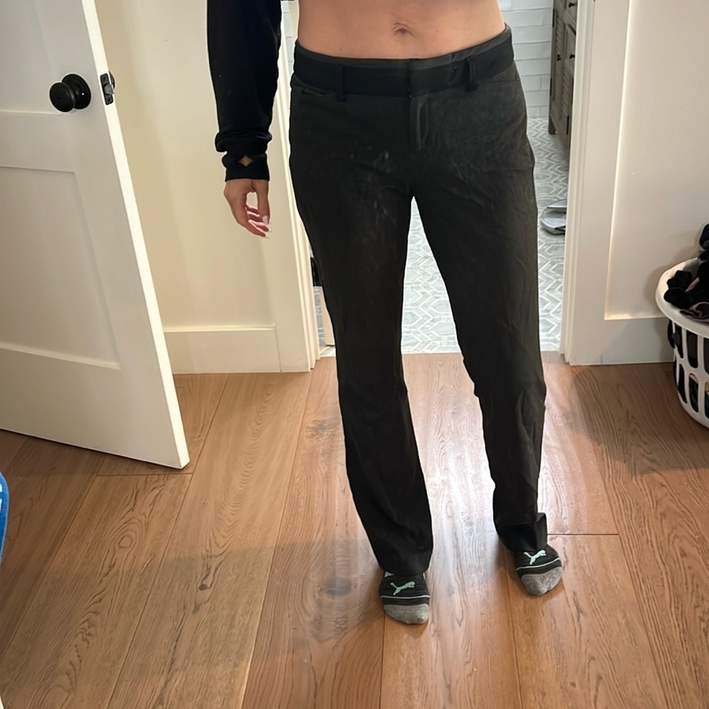 Express “Editor” Pants Size 4r Dark Gray With Bla… - image 1